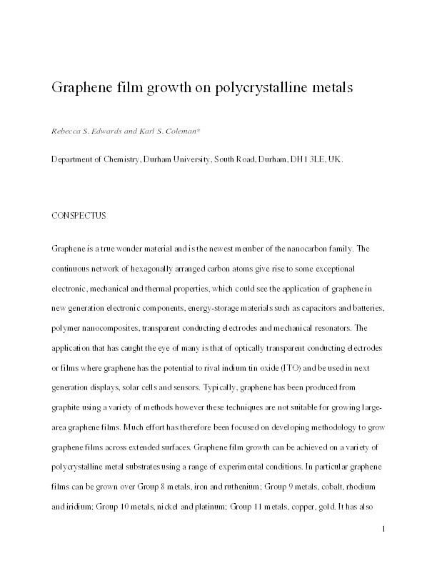 Graphene Film Growth on Polycrystalline Metals Thumbnail