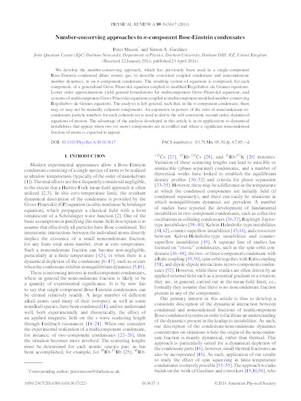 Number-conserving approaches to n-component Bose-Einstein condensates Thumbnail