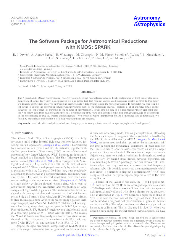 The software package for astronomical reductions with KMOS: SPARK Thumbnail