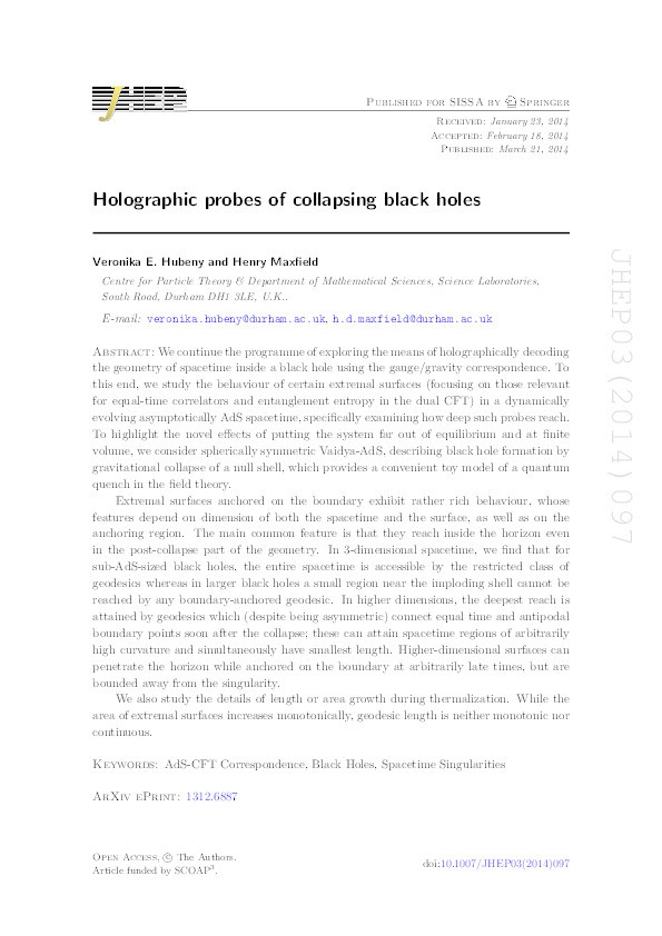 Holographic probes of collapsing black holes Thumbnail