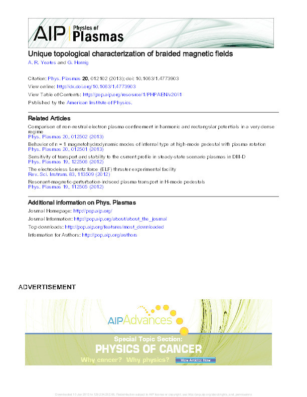 Unique topological characterization of braided magnetic fields Thumbnail