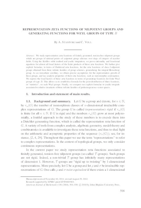 Representation zeta functions of nilpotent groups and generating functions for Weyl groups of type B Thumbnail