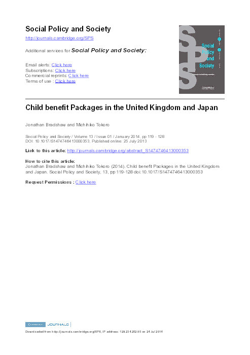 Child benefit Packages in the United Kingdom and Japan Thumbnail