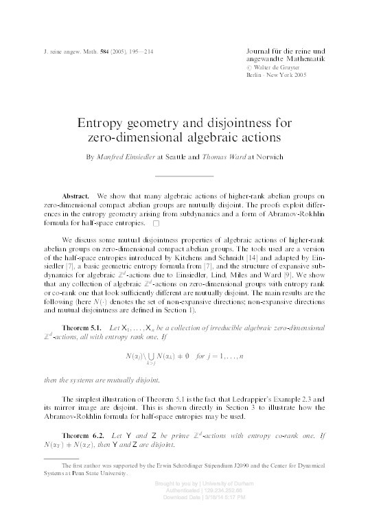 Entropy geometry and disjointness for zero-dimensional algebraic actions Thumbnail