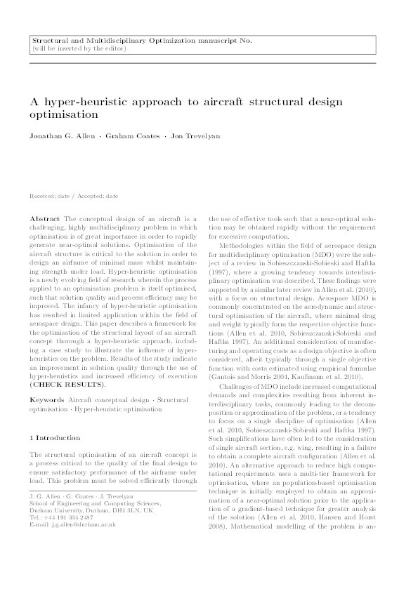 A hyper-heuristic approach to aircraft structural design optimization Thumbnail