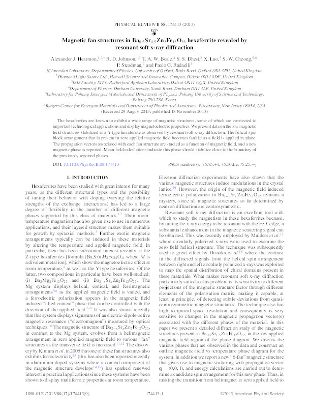 Magnetic fan structures in Ba0.5Sr1.5Zn2Fe12O22 hexaferrite revealed by resonant soft x-ray diffraction Thumbnail