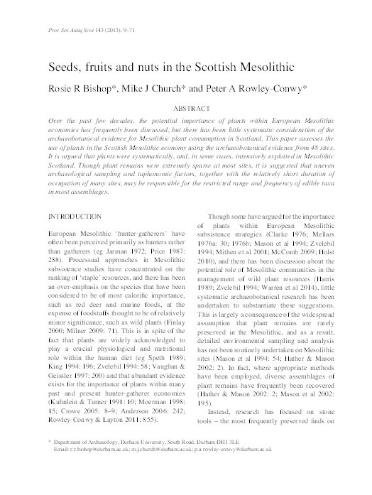 Seeds, fruits and nuts in the Scottish Mesolithic Thumbnail