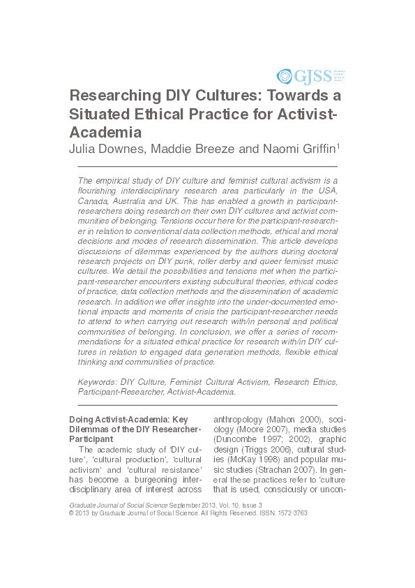 Researching DIY Cultures: Towards a Situated Ethical Practice for Activist-Academia Thumbnail