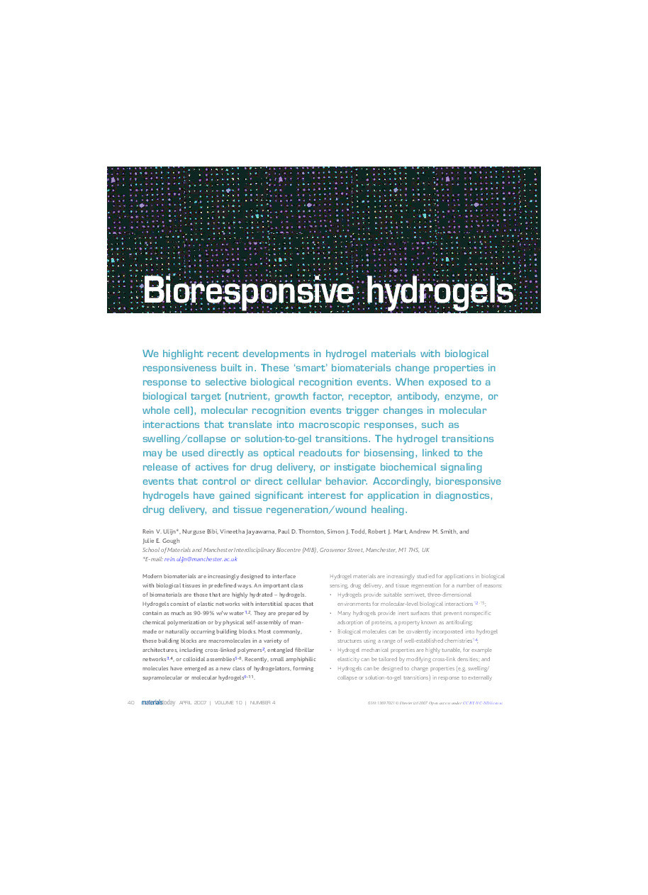 Bioresponsive hydrogels Thumbnail