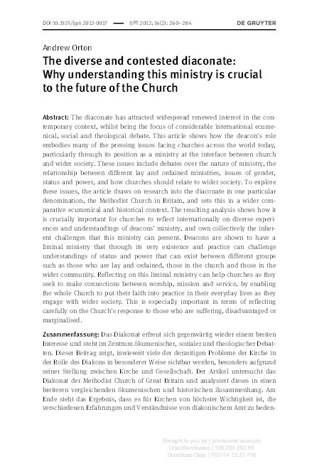 The Diverse and Contested Diaconate: Why Understanding this Ministry is Crucial to the Future of the Church Thumbnail