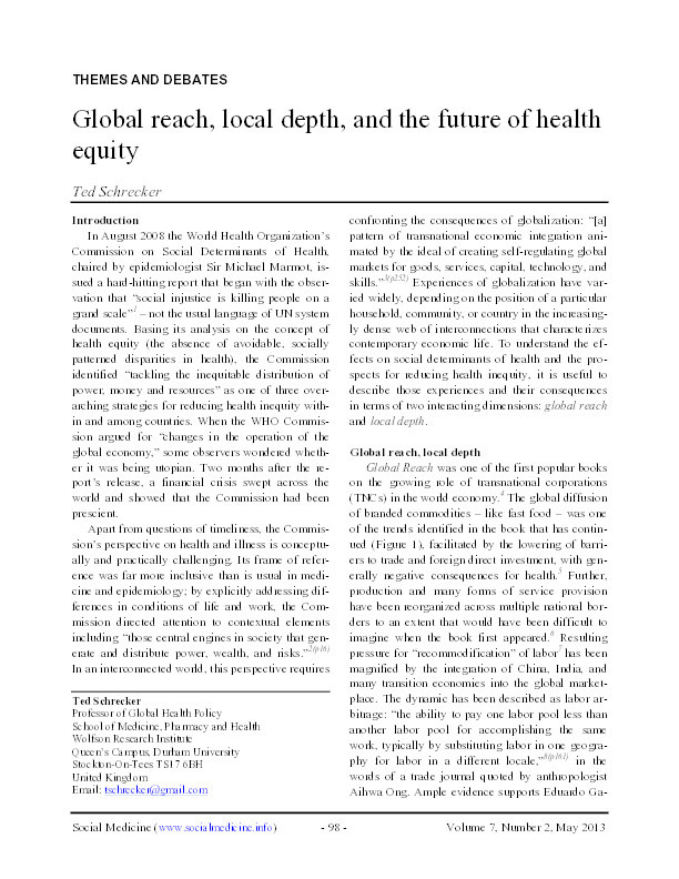 Global reach, local depth, and the future of health equity Thumbnail