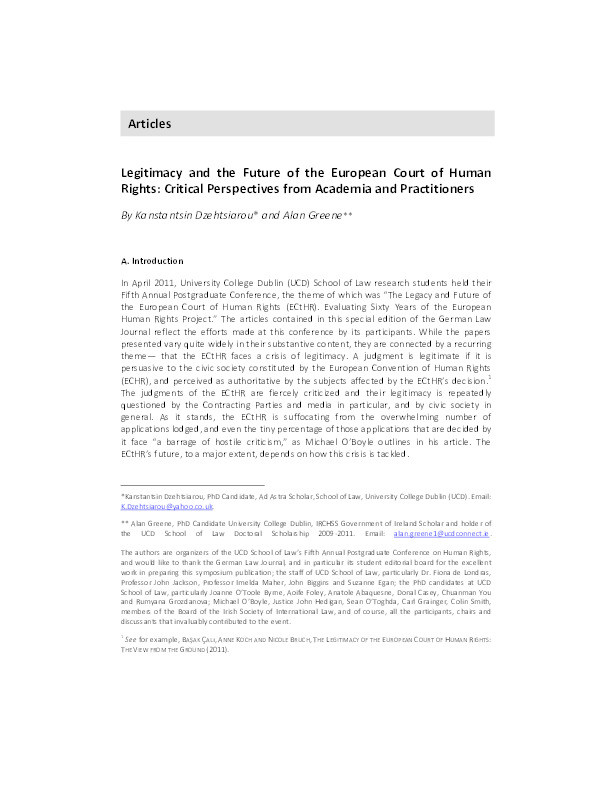 Legitimacy and the Future of the European Court of Human Rights: Critical Perspectives from Academia and Practitioners Thumbnail