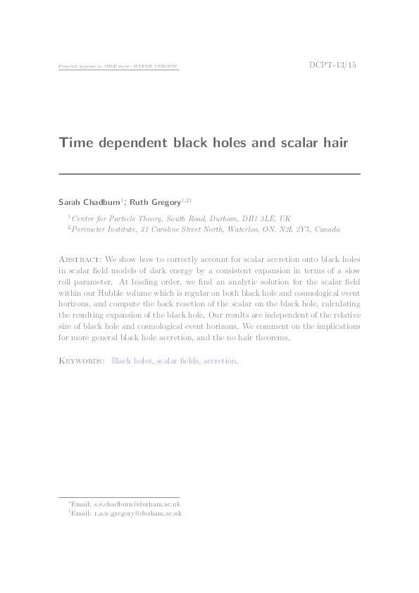 Time dependent black holes and scalar hair Thumbnail