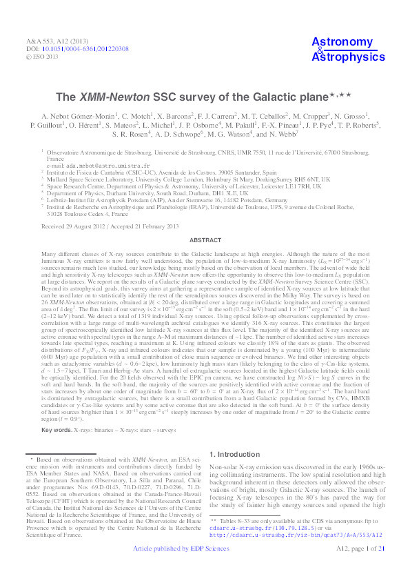 The XMM-Newton SSC survey of the Galactic plane Thumbnail