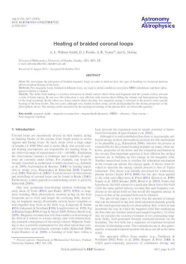 Heating of Braided Coronal Loops Thumbnail