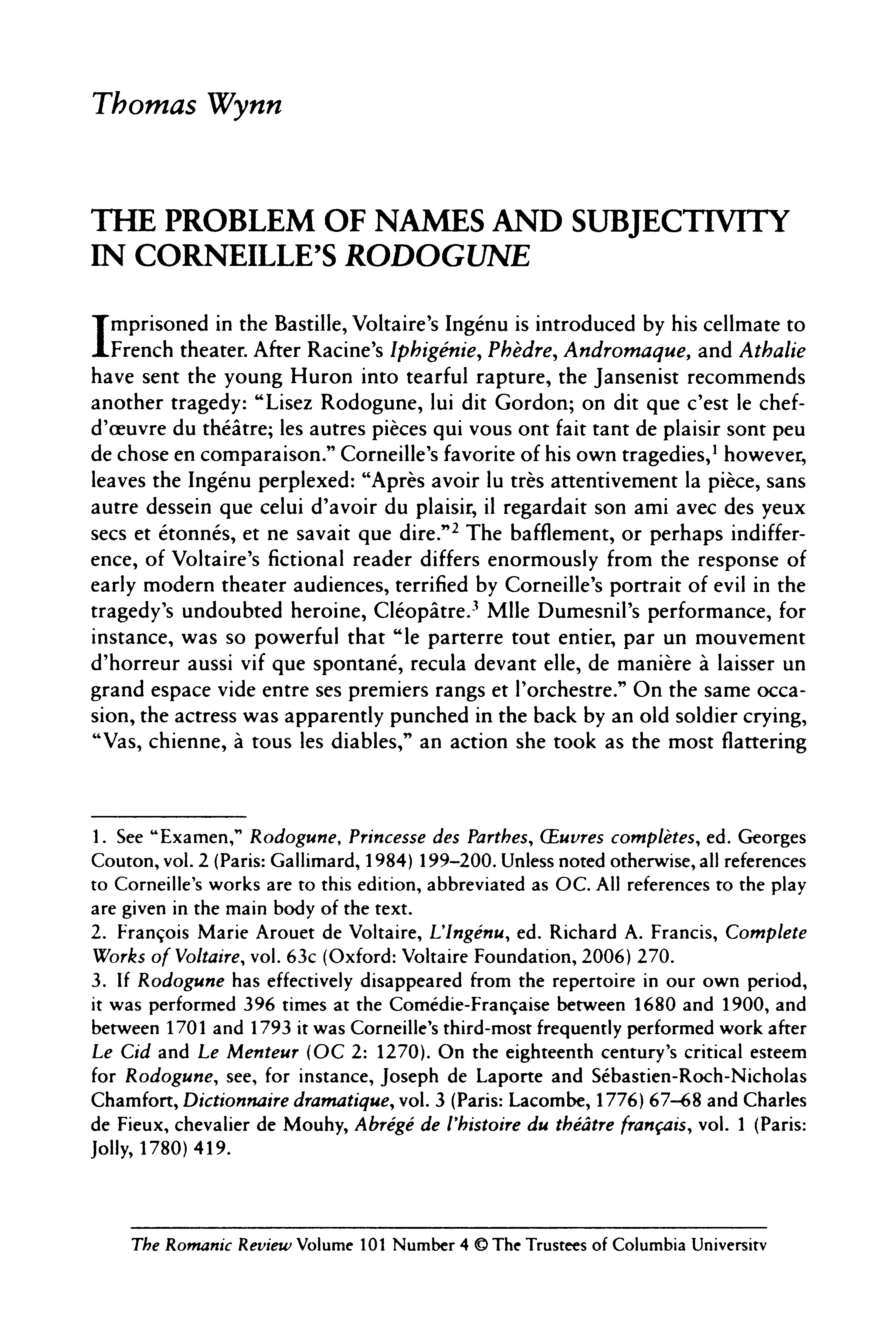 The problem of names and subjectivity in Corneille's Rodogune Thumbnail