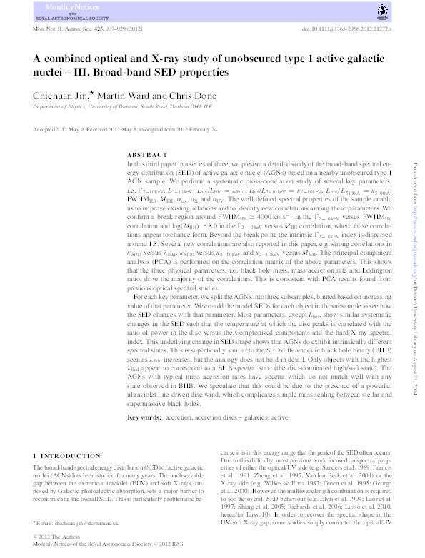 A combined optical and X-ray study of unobscured type 1 active galactic nuclei - III. Broad-band SED properties Thumbnail