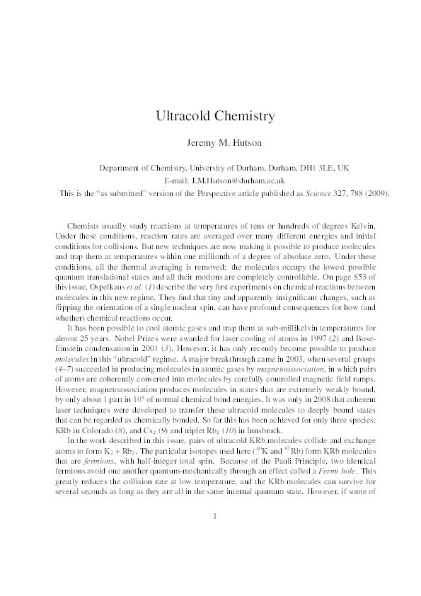 Ultracold Chemistry Thumbnail