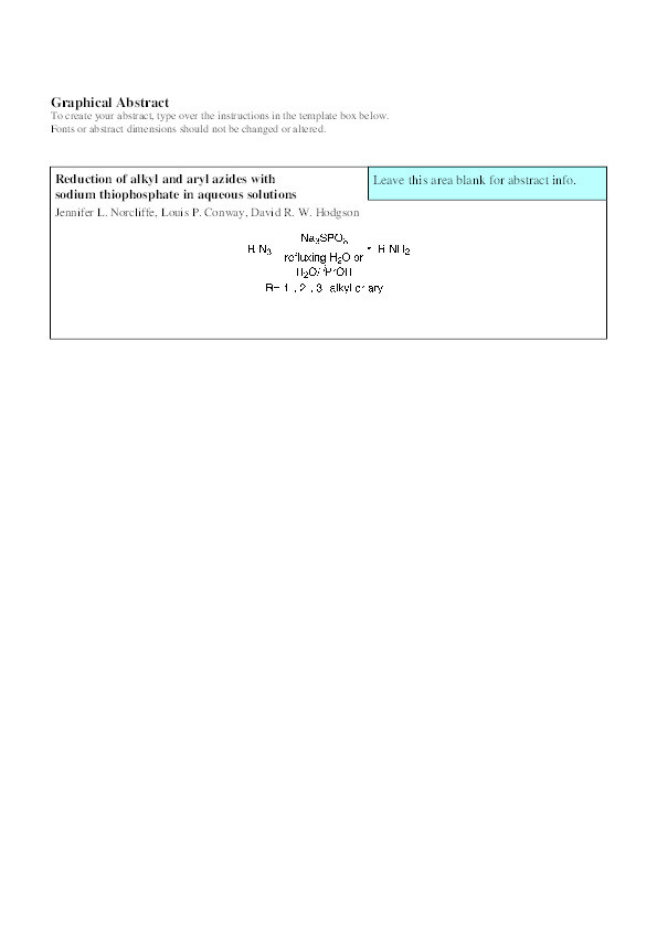 Reduction of alkyl and aryl azides with sodium thiophosphate in aqueous solutions Thumbnail