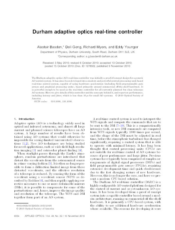 Durham adaptive optics real-time controller Thumbnail
