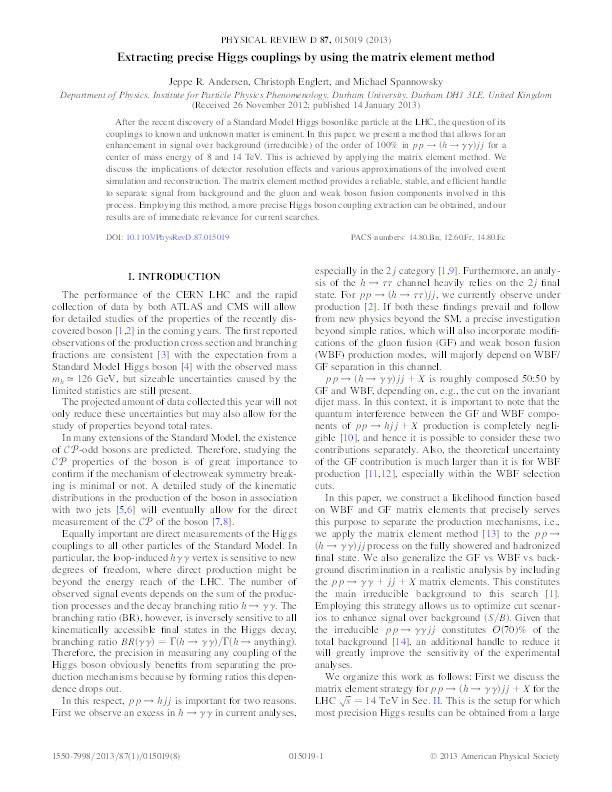 Extracting precise Higgs couplings by using the matrix element method Thumbnail