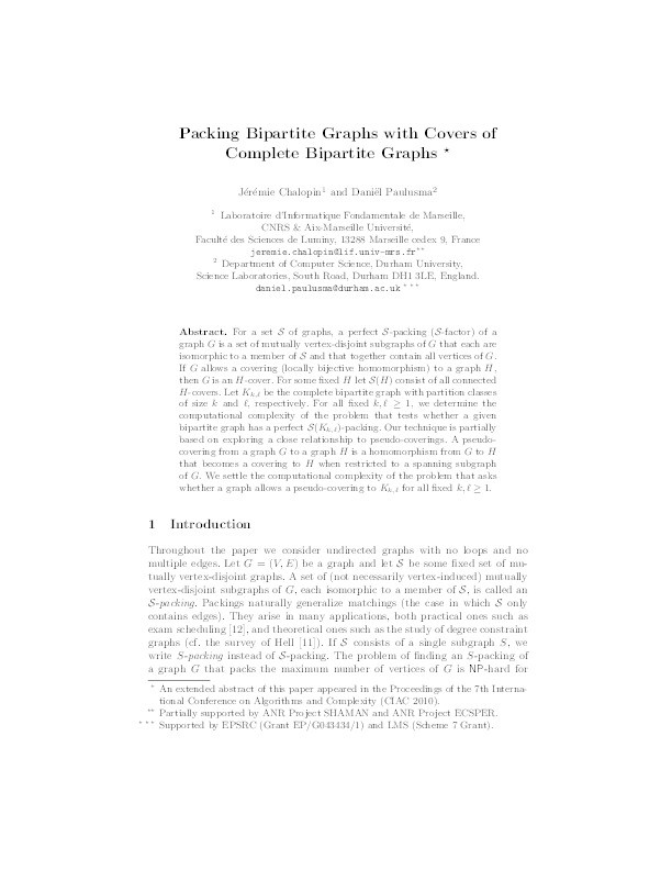 Packing bipartite graphs with covers of complete bipartite graphs Thumbnail