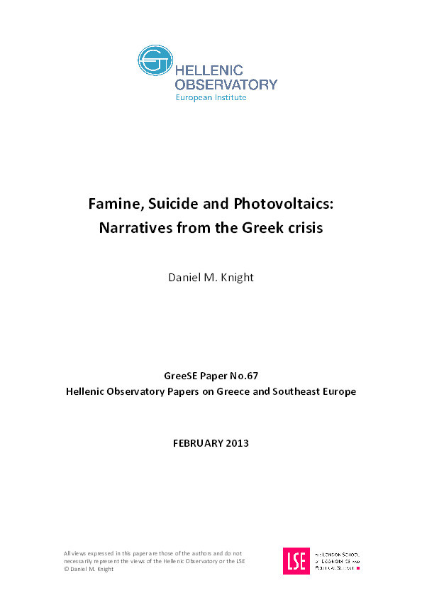 Famine, suicide and photovoltaics: narratives from the Greek crisis Thumbnail