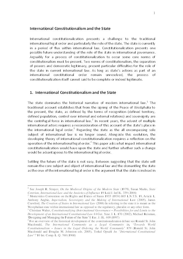 International Constitutionalism and the State Thumbnail