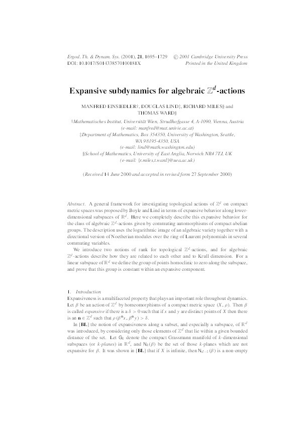 Expansive subdynamics for algebraic Z^d-actions Thumbnail