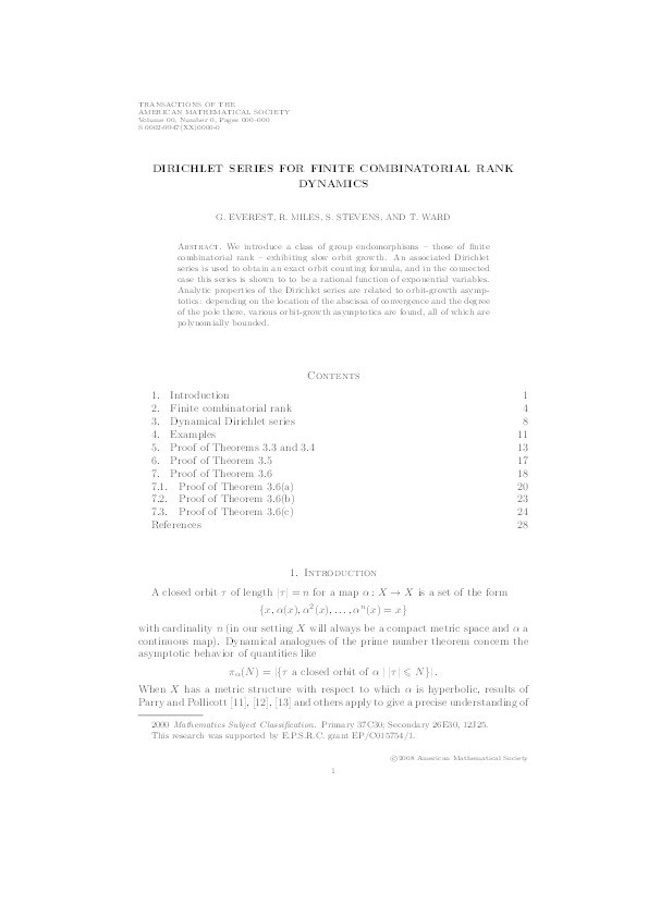 Dirichlet series for finite combinatorial rank dynamics Thumbnail