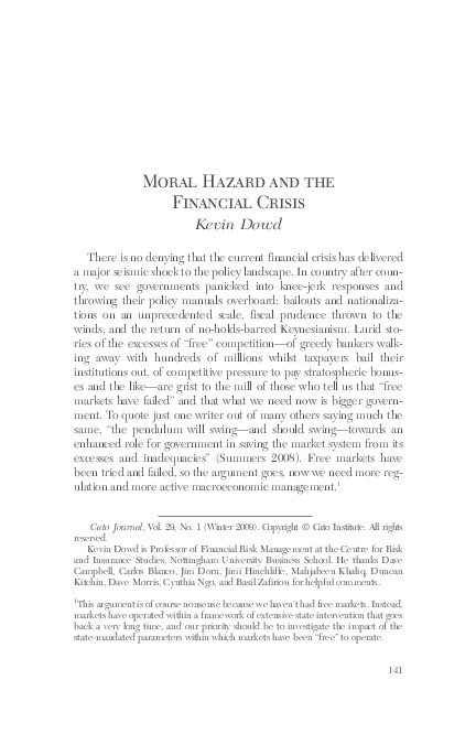 Moral Hazard and the Financial Crisis Thumbnail