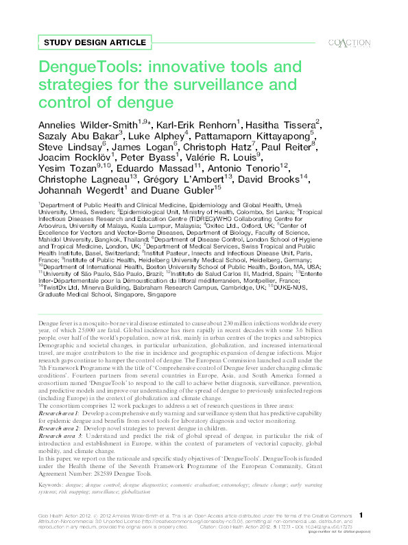 DengueTools: Innovative tools and strategies for surveillance and control of dengue Thumbnail
