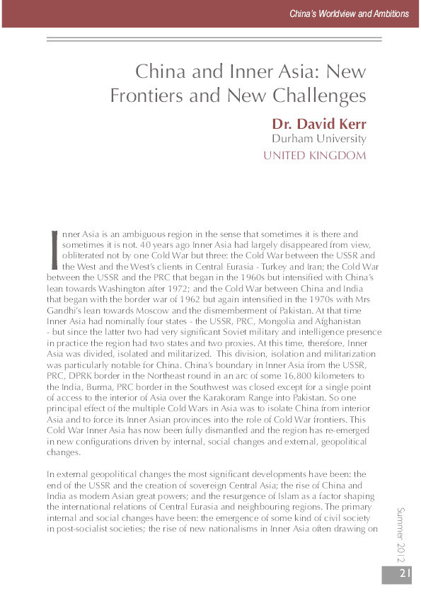 "China and Inner Asia: New Frontiers and New Challenges" Thumbnail