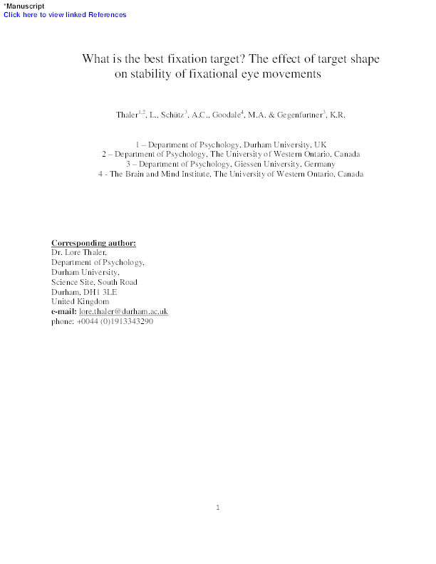 What is the best fixation target? The effect of target shape on stability of fixational eye movements Thumbnail