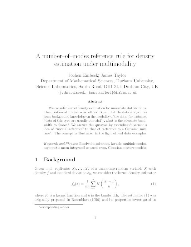 A number-of-modes reference rule for density estimation under multimodality Thumbnail