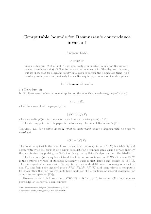 Computable bounds for Rasmussen's concordance invariant Thumbnail