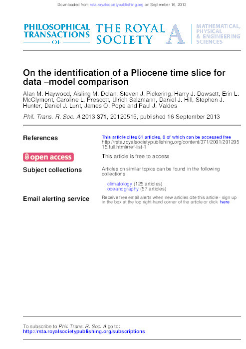 On the identification of a Pliocene time slice for data-model comparison Thumbnail
