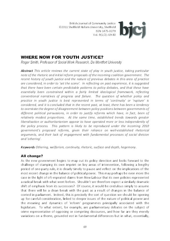 Where Now for Youth Justice? Thumbnail