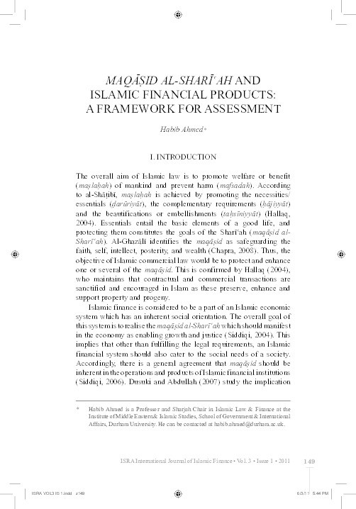 Maqasid al-Shari’ah and Islamic Financial Products: A Framework for Assessment Thumbnail