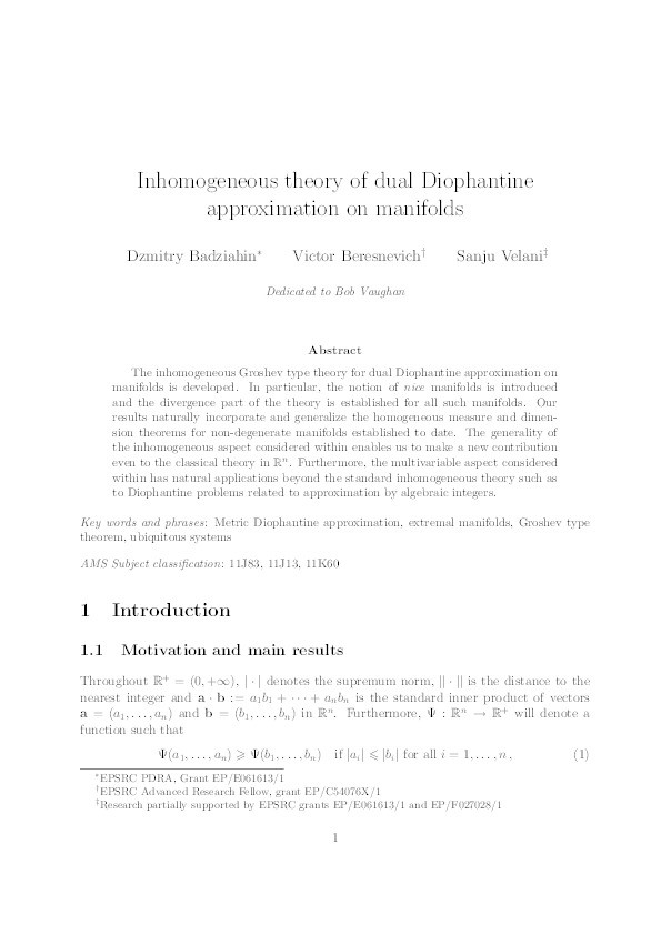 Inhomogeneous theory of dual Diophantine approximation on manifolds Thumbnail