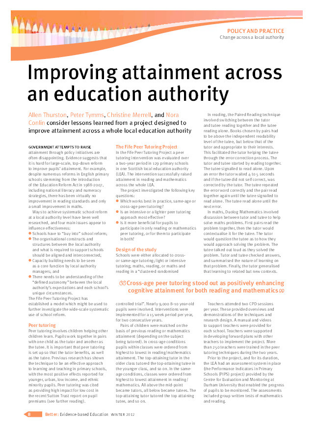 Improving attainment across an education authority Thumbnail