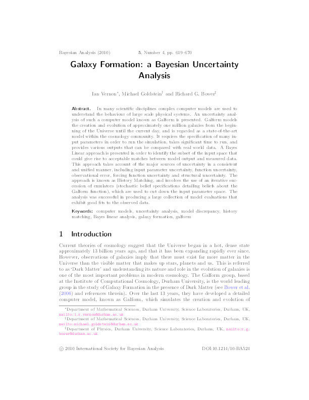 Galaxy Formation: a Bayesian Uncertainty Analysis Thumbnail