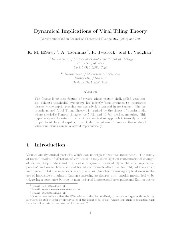 Dynamical implications of Viral Tiling Theory Thumbnail