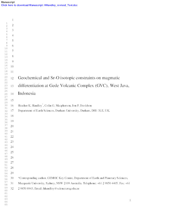 Geochemical and Sr-O isotopic constraints on magmatic differentiation at Gede volcanic complex, west Java, Indonesia Thumbnail