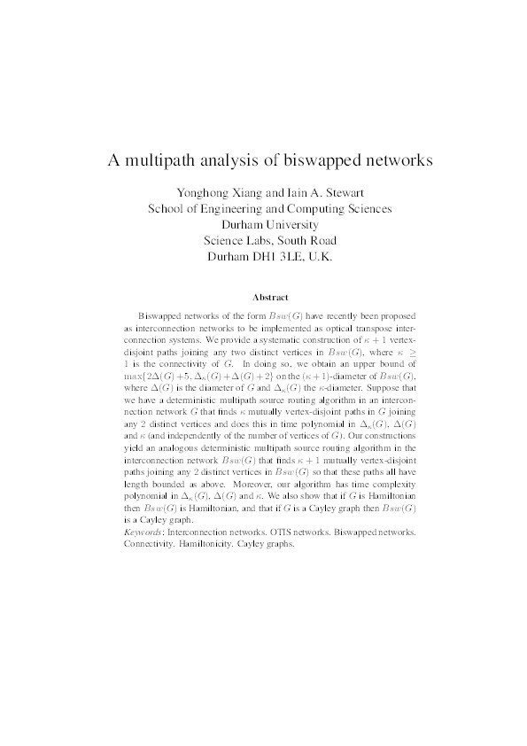 A multipath analysis of biswapped networks Thumbnail