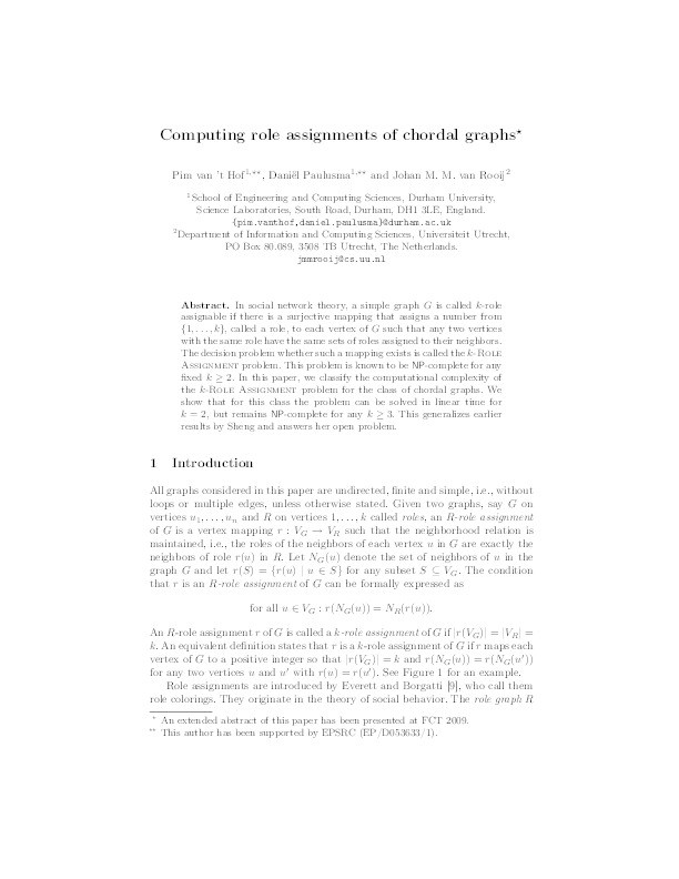 Computing role assignments of chordal graphs Thumbnail