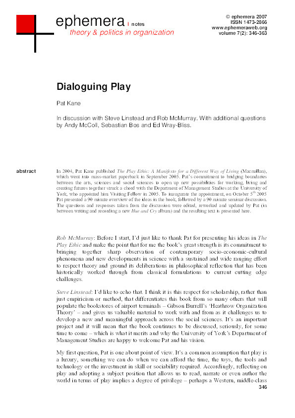 Dialoguing Play (notes) Thumbnail