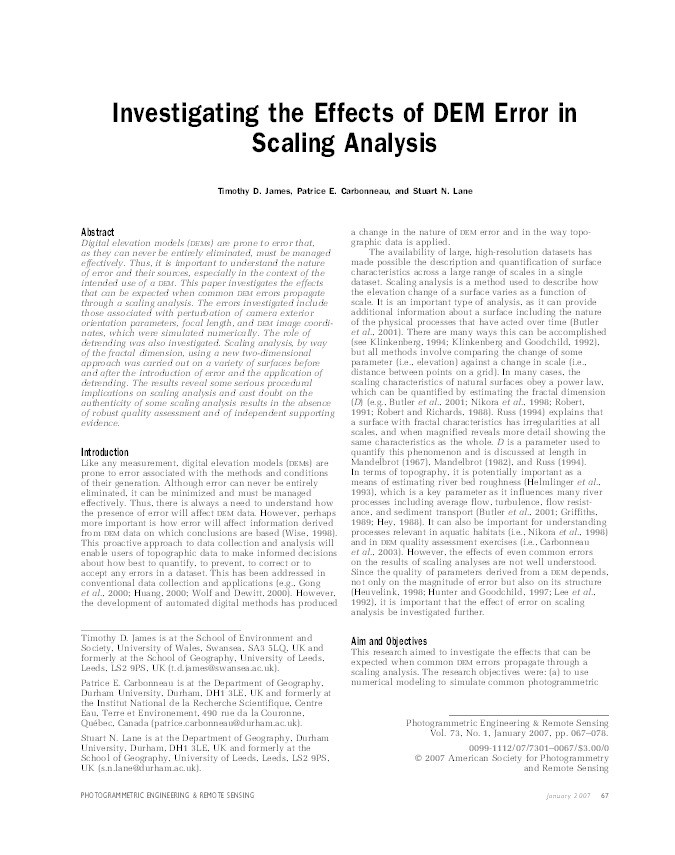 Investigating the effects of DEM error in scaling analysis Thumbnail