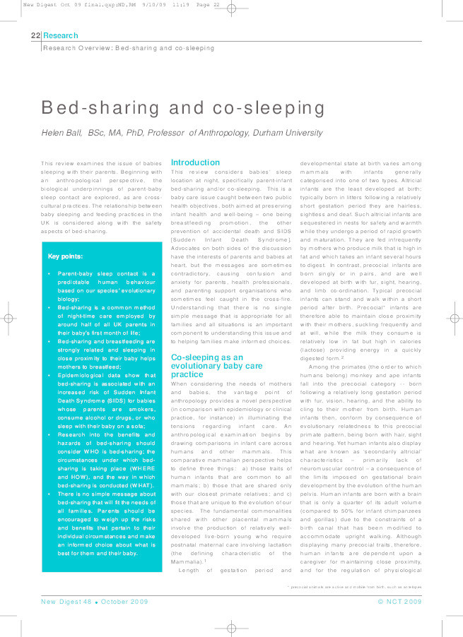 Bed-sharing and co-sleeping: Research overview Thumbnail