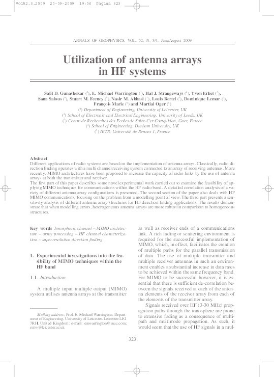 Utilization of antenna arrays in HF systems Thumbnail
